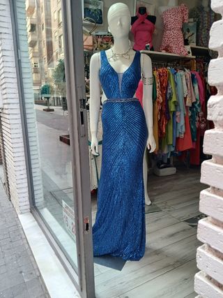 Vestido largo de fiesta, lentejuelas 