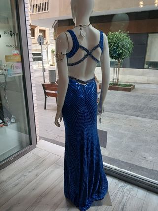 Vestido largo de fiesta, lentejuelas 