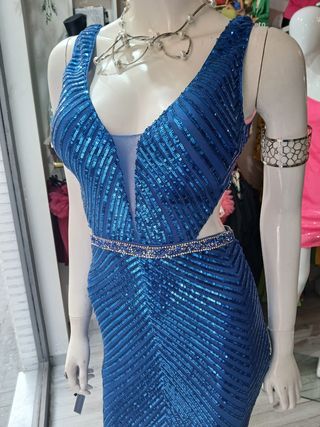 Vestido largo de fiesta, lentejuelas 