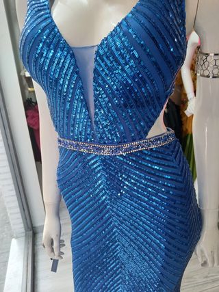 Vestido largo de fiesta, lentejuelas 