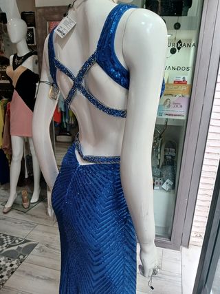 Vestido largo de fiesta, lentejuelas 