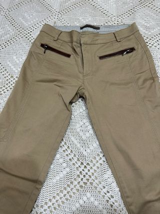 Pantalon mujer pitillo camel 