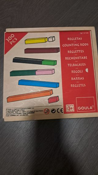 Juego educativo.Caja de regletas de madera Goula.