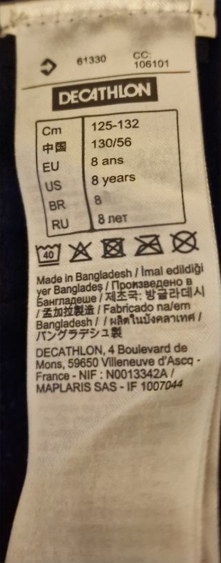 Camiseta y malla térmica talla 8 años