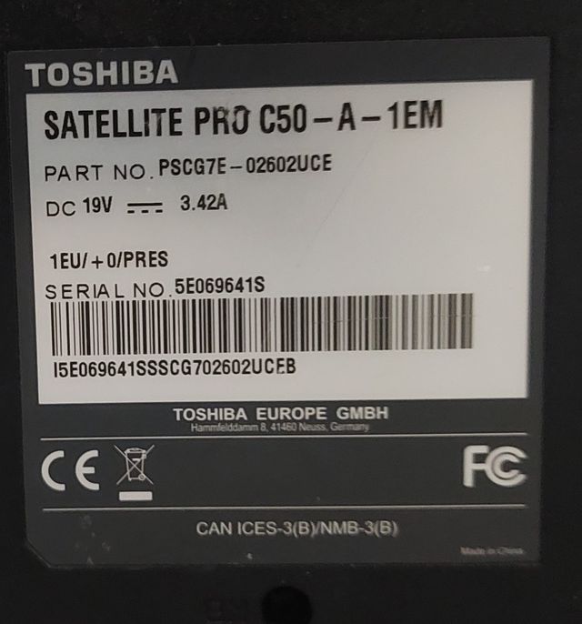 Portatil Toshiba Satellite pro C50