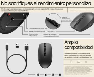 ★ Ratón HP Silencioso, Inalámbrico, Recargable USB