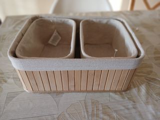 3 cestas bambú