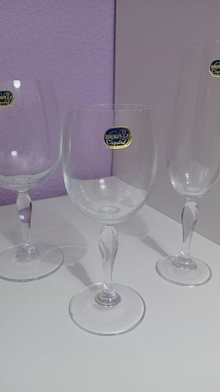 Juego copas cristal de bohemia República Checa