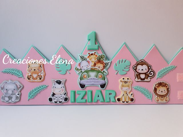 Coronas y topper safari bebe