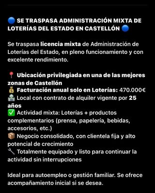 Traspaso lotería 