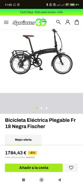 Bicicleta eléctrica plegable FischerFR18