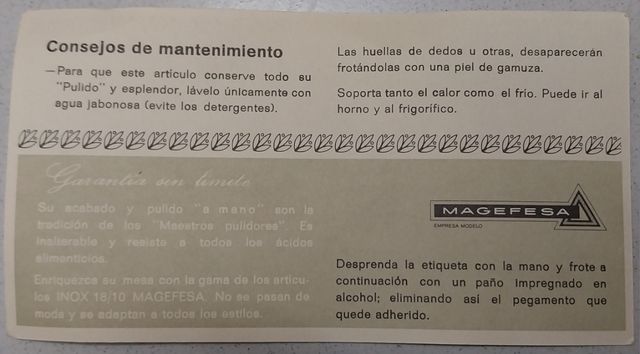 Vajilla acero inox Magefesa