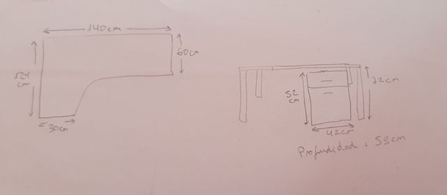 Mesa oficina y cajonera