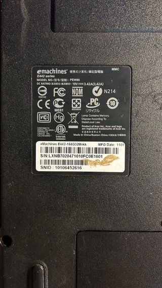 Ordenador Portatil Emachines E442 AMD / 4GB
