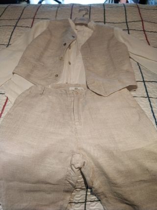 Traje de comunión chico de lino talla 10