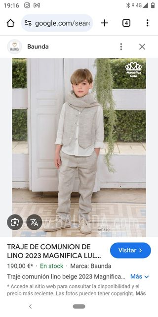 Traje de comunión chico de lino talla 10