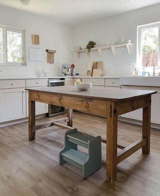 Isla de cocina rustica madera mesa alta