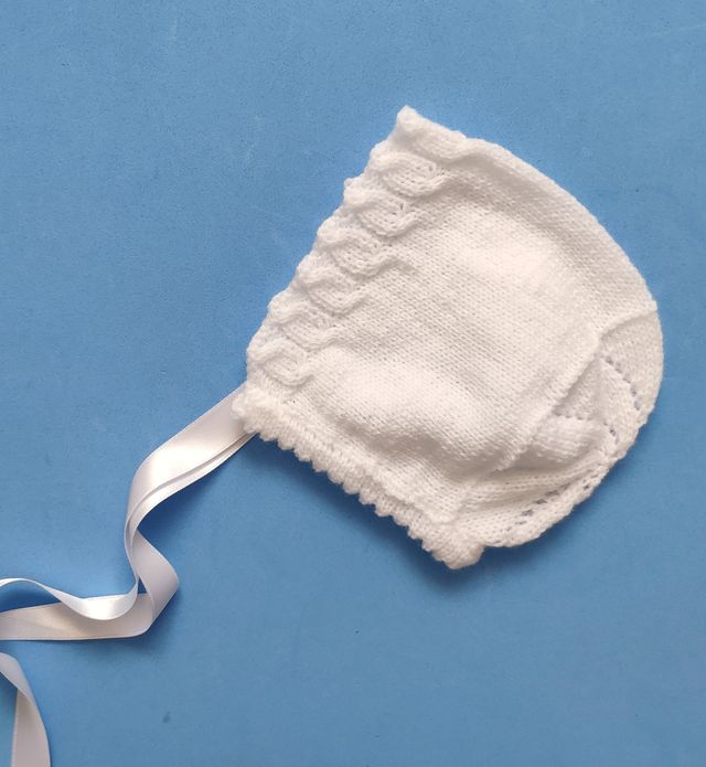 Capota de lana blanca bebé 6 a 12 meses