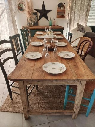 Mesa 2,40 metros rústica madera maciza