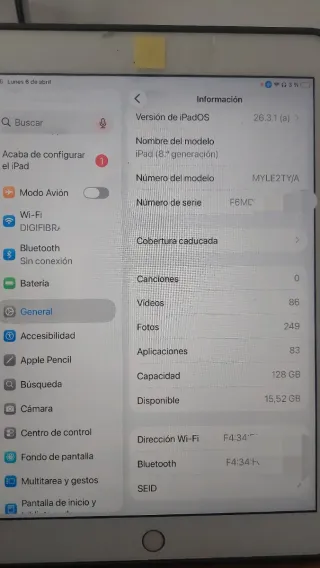 iPad 8 Gen 128 Gb 2020 para reparar botón