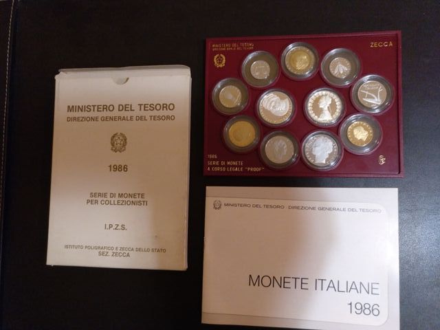Cofanetto monete PROOF Repubblica Italiana 1986