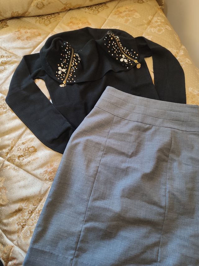 Set elegante donna gonna + maglioncino
