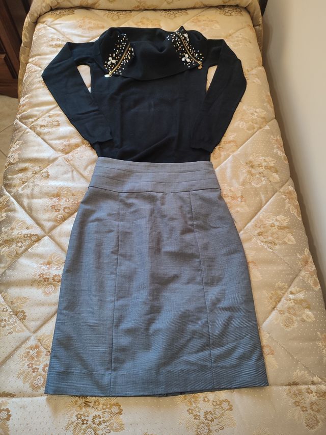 Set elegante donna gonna + maglioncino