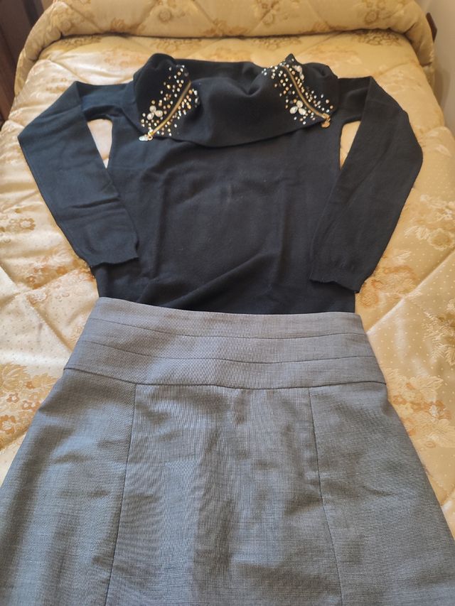 Set elegante donna gonna + maglioncino