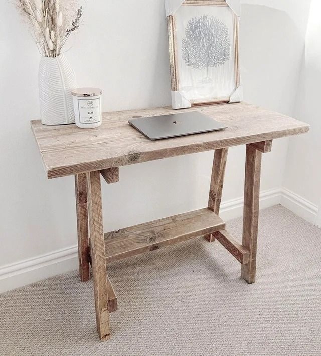 Mesa escritorio madera maciza rustica