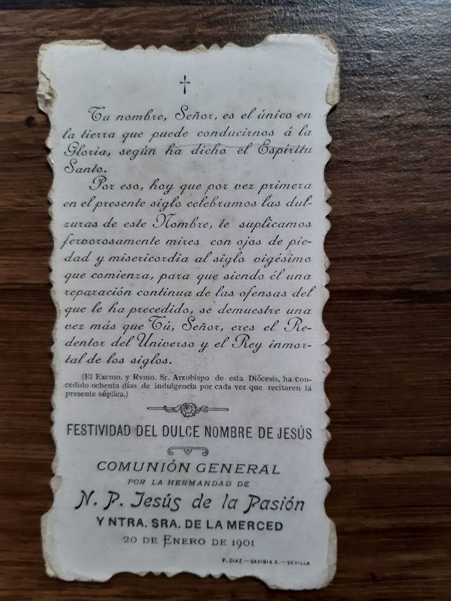 Estampa reliquia de 1901 Hdad Pasión Sev