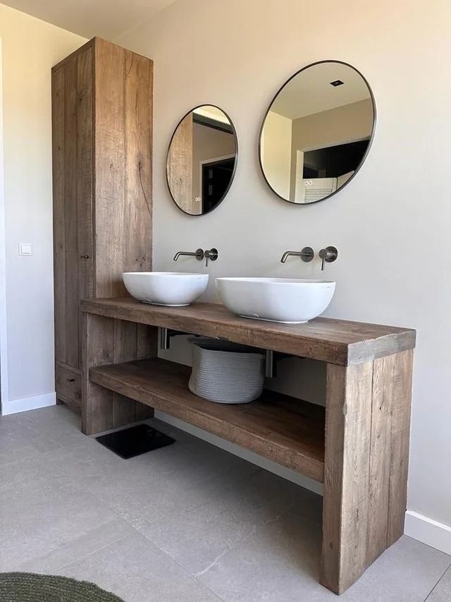 Mueble baño rùstico madera maciza