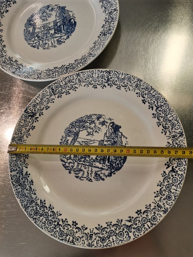 Set 2 piatti grandi, bianco e blu