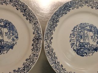 Set 2 piatti grandi, bianco e blu