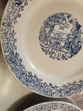 Set 2 piatti grandi, bianco e blu