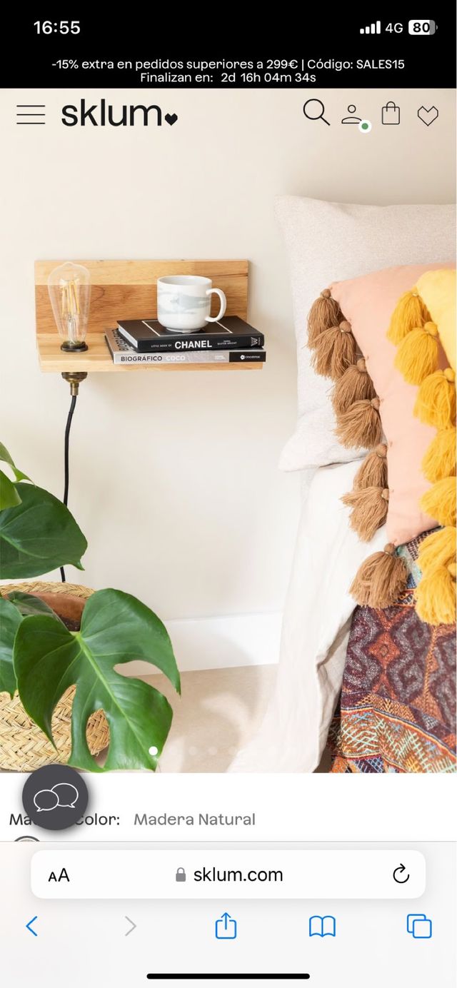 Juego de 2 lamparas de pared con estante