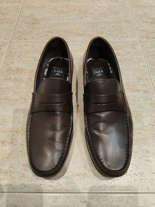 zapatos Zara piel vestir marrones t.42