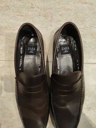 zapatos Zara piel vestir marrones t.42