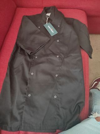 Chaqueta cocinero negra manga corta