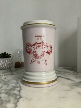 Jarron barra florero vintage con detalles dorados