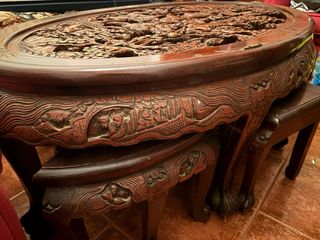 mesa de madera de palo de rosa tallada a mano