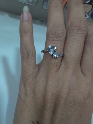 Anillo doble corazón plata