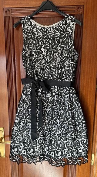 Vestido Yera fiesta negro y blanco. Talla 44