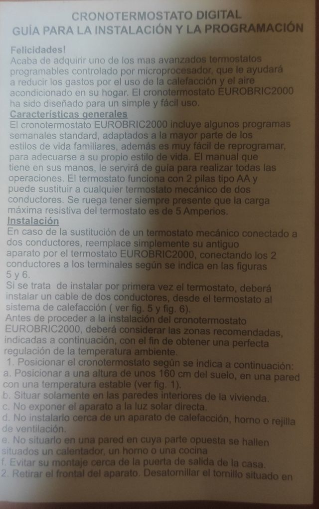 Termostato digital programable 