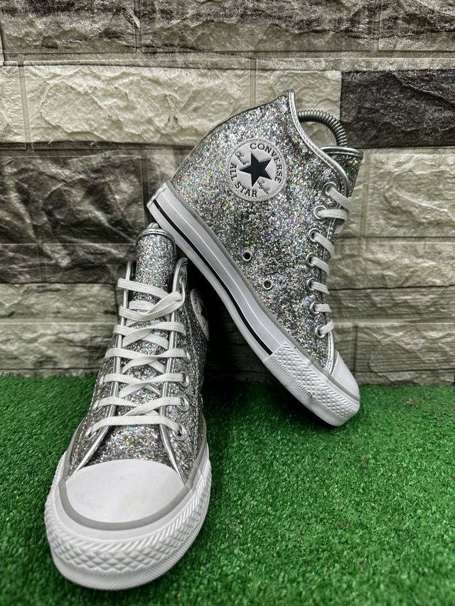 Converse Shoes Converse Glitterate Bianche All Star Argento