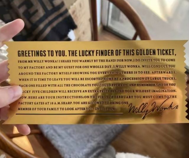 Billete dorado Willy Wonka