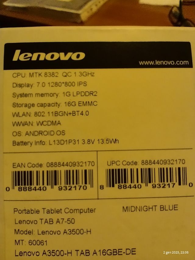 Tablet Lenovo A7-50
