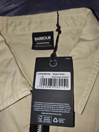 Chaqueta fina / Sobrecamisa Barbour t. XL nueva