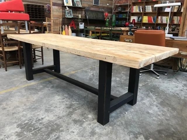 Mesa rústica madera maciza 2 metros