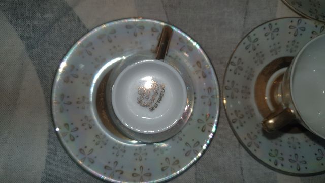 Juego cafe Vintaje con bordes imitación al oro