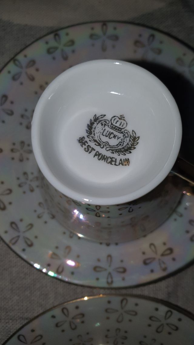 Juego cafe Vintaje con bordes imitación al oro